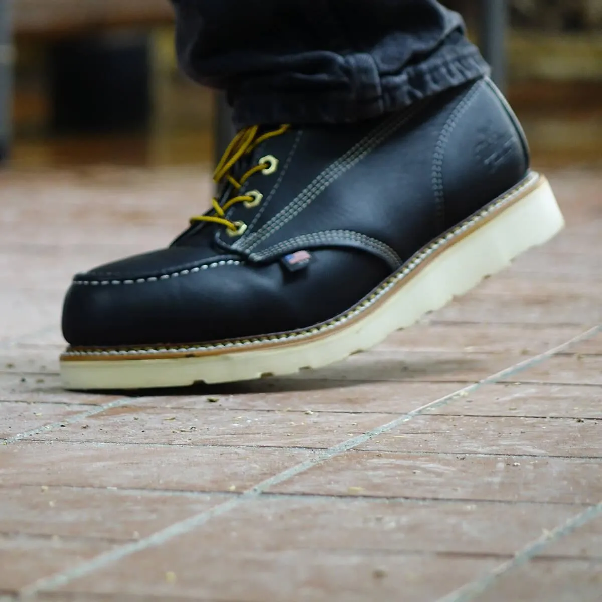 American Heritage - 6" Black Moc Toe - MAXwear Wedge (Soft Toe)