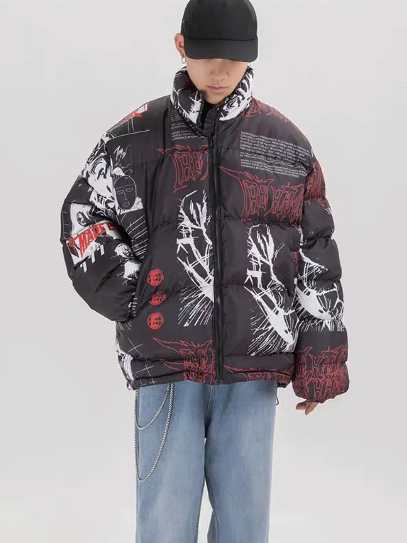 ANIME PRINTED PUFFER JACKET