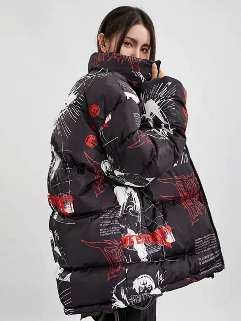 ANIME PRINTED PUFFER JACKET