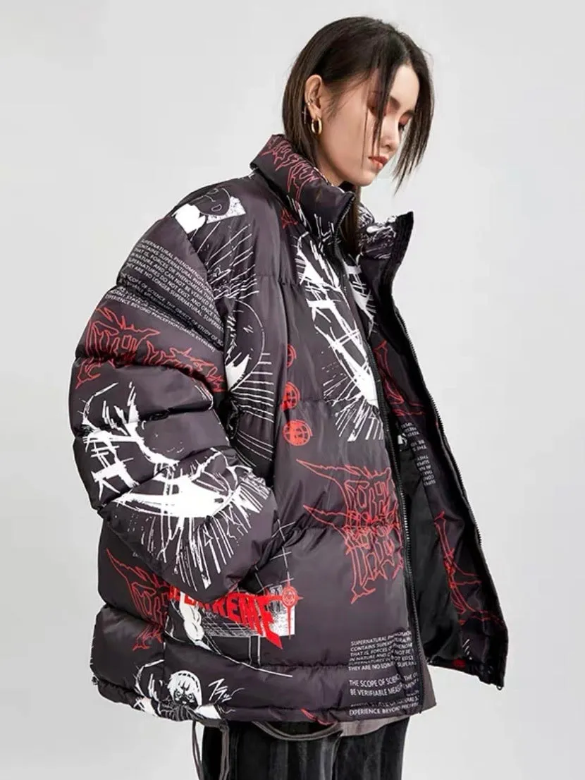 ANIME PRINTED PUFFER JACKET