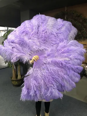 Aqua violet intermediate 2 layers Ostrich Feather Fan 30"x 54"