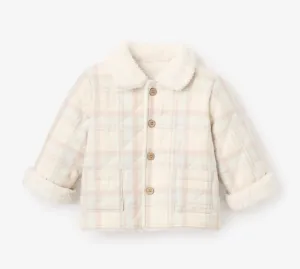 Baby Reversible plaid/Sherpa Jacket with Sherpa collar, 9-12 months