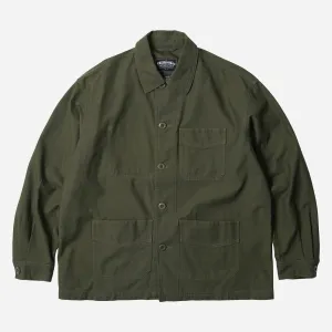 BACK SATIN FRENCH WORK JACKET - OLIVE