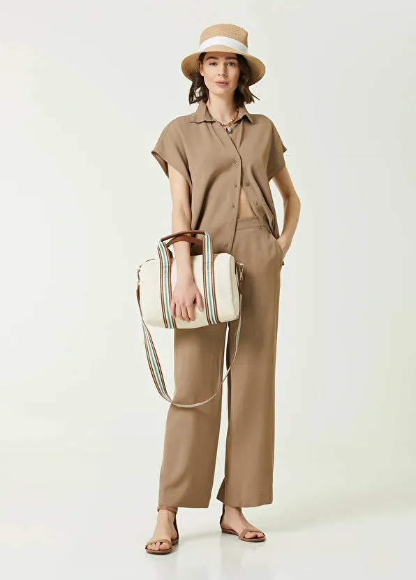 Beymen Collection High Waist Flowy Trouser Beige