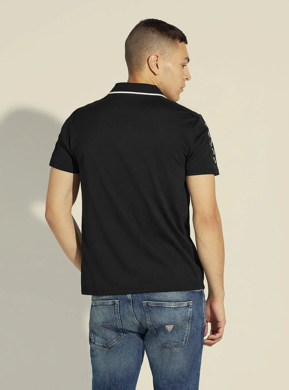 Black Paul Pique Tape Polo T-Shirt