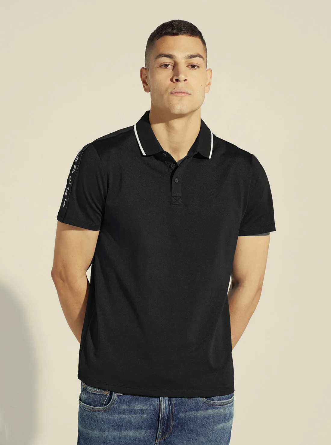 Black Paul Pique Tape Polo T-Shirt