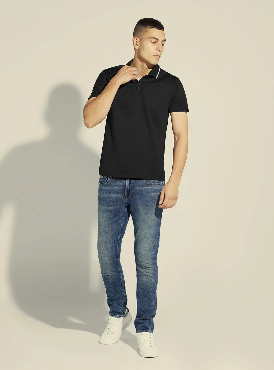 Black Paul Pique Tape Polo T-Shirt