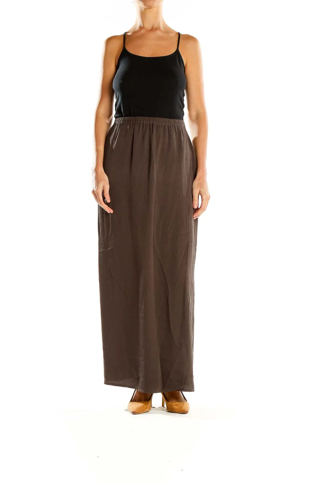 Brown Flowy Maxi Skirt