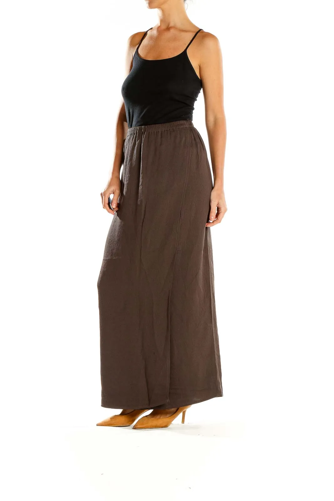 Brown Flowy Maxi Skirt