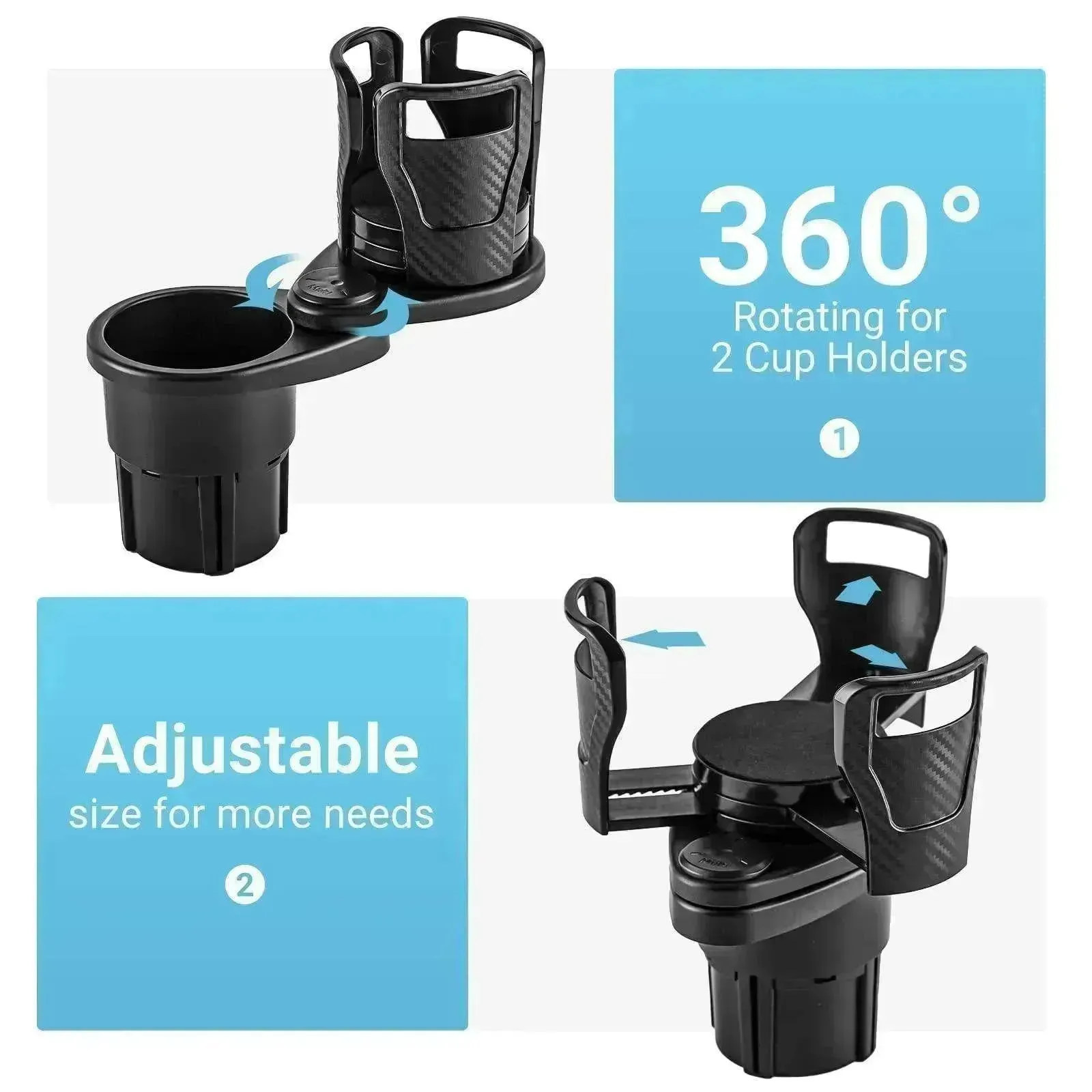 Car Cup Holder Sunglasses Phone Organizer Rotation Storage