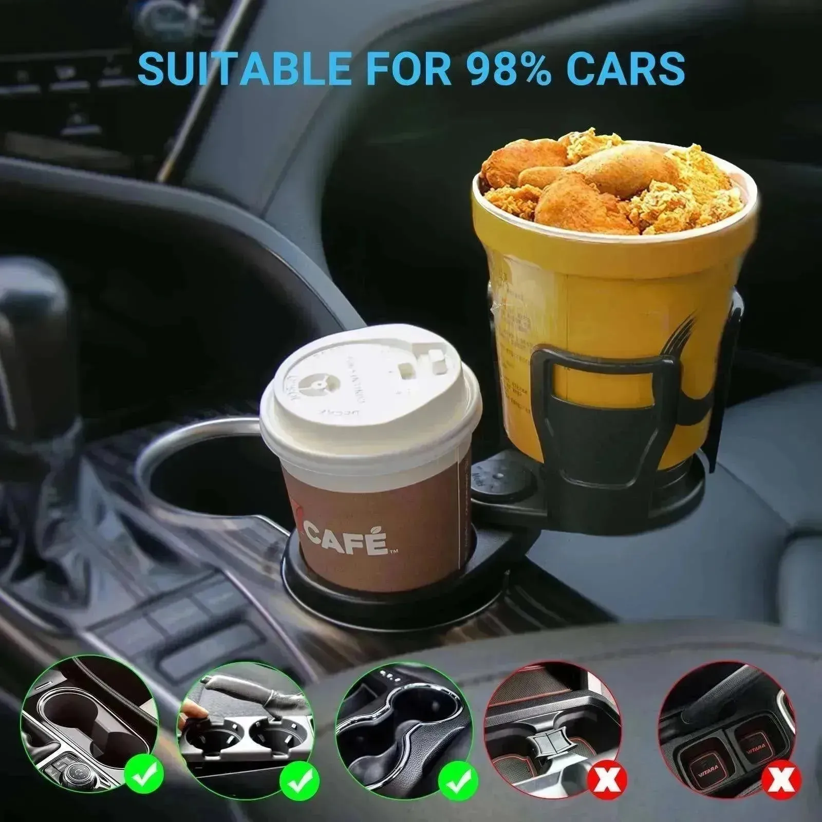 Car Cup Holder Sunglasses Phone Organizer Rotation Storage