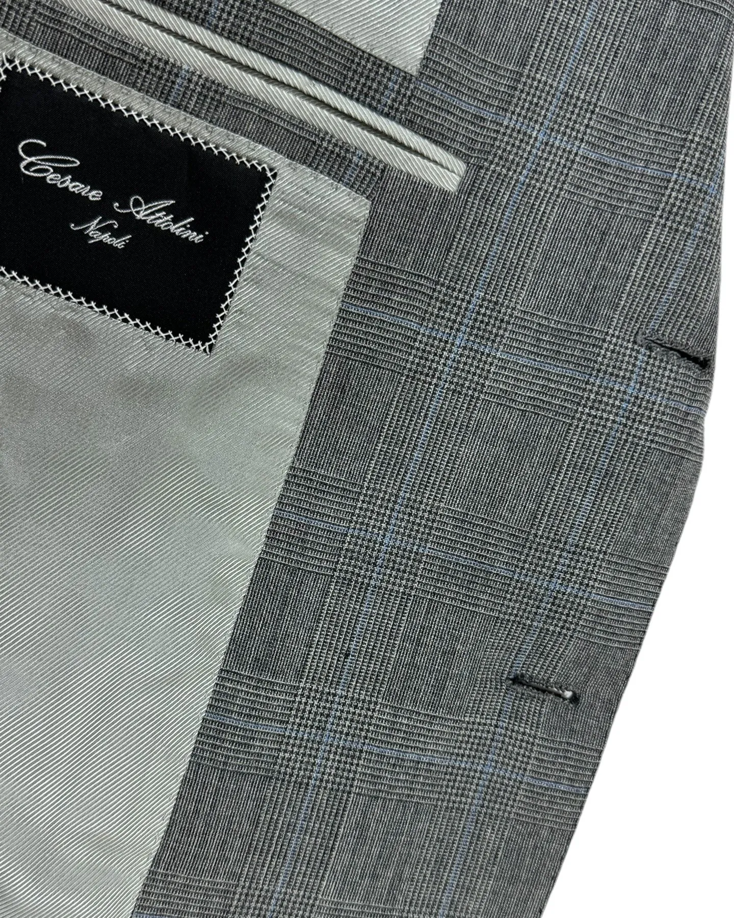 Cesare Attolini Suit Gray Blue Plaid EU 54/ US 44