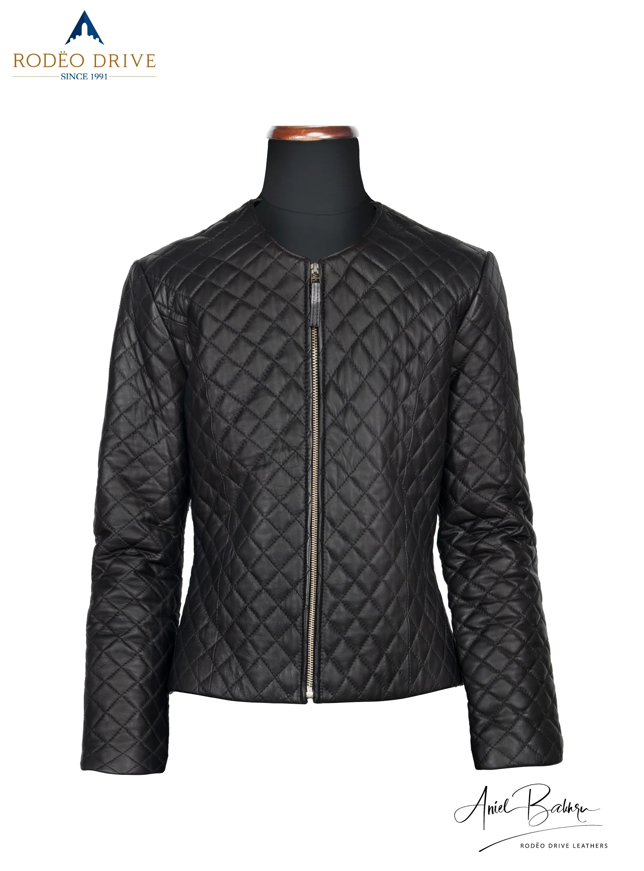 CHANNEL DIAMOND STITCH JACKET IN PREMIUM BLACK SOFT LEATHER