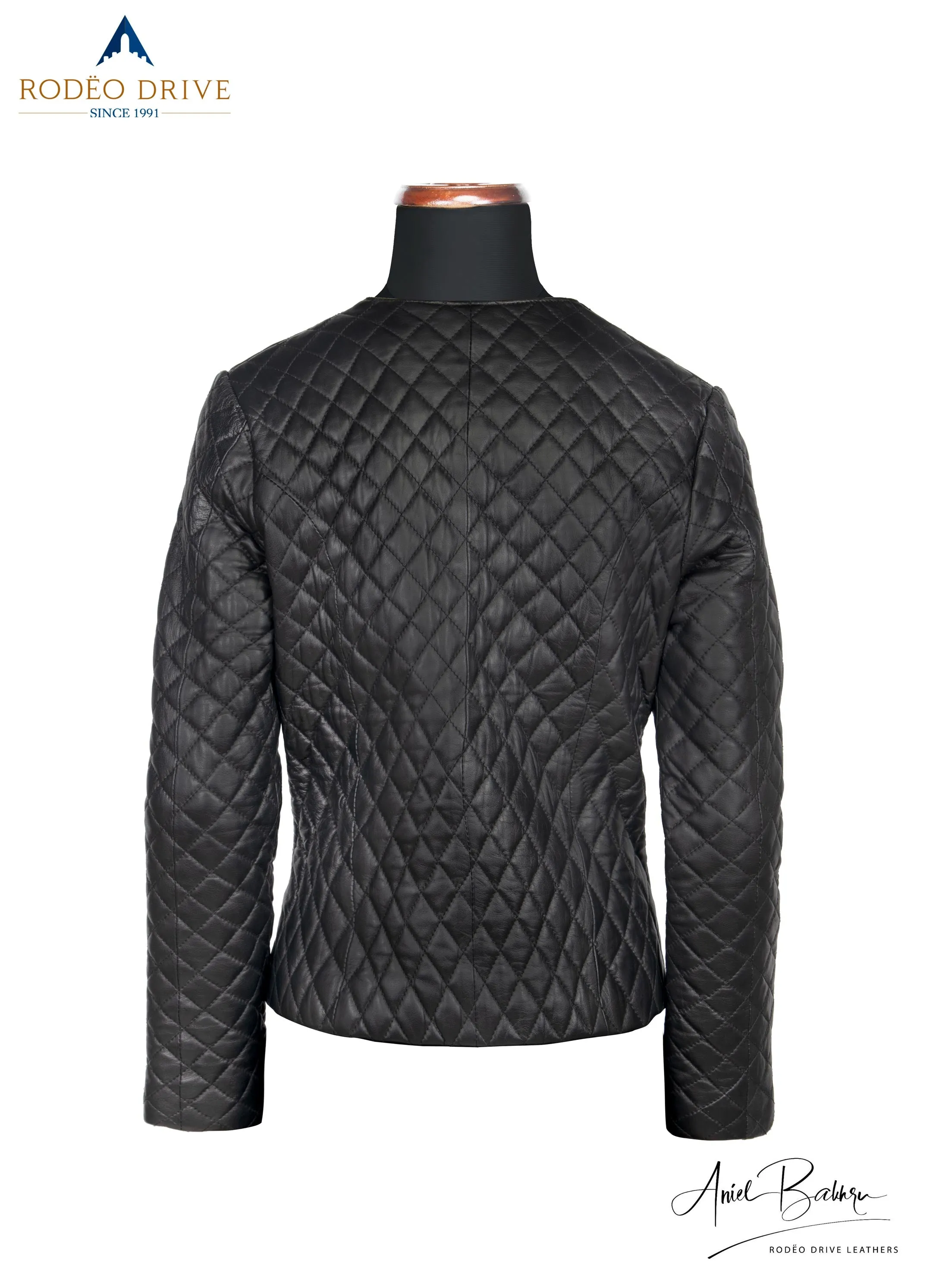 CHANNEL DIAMOND STITCH JACKET IN PREMIUM BLACK SOFT LEATHER