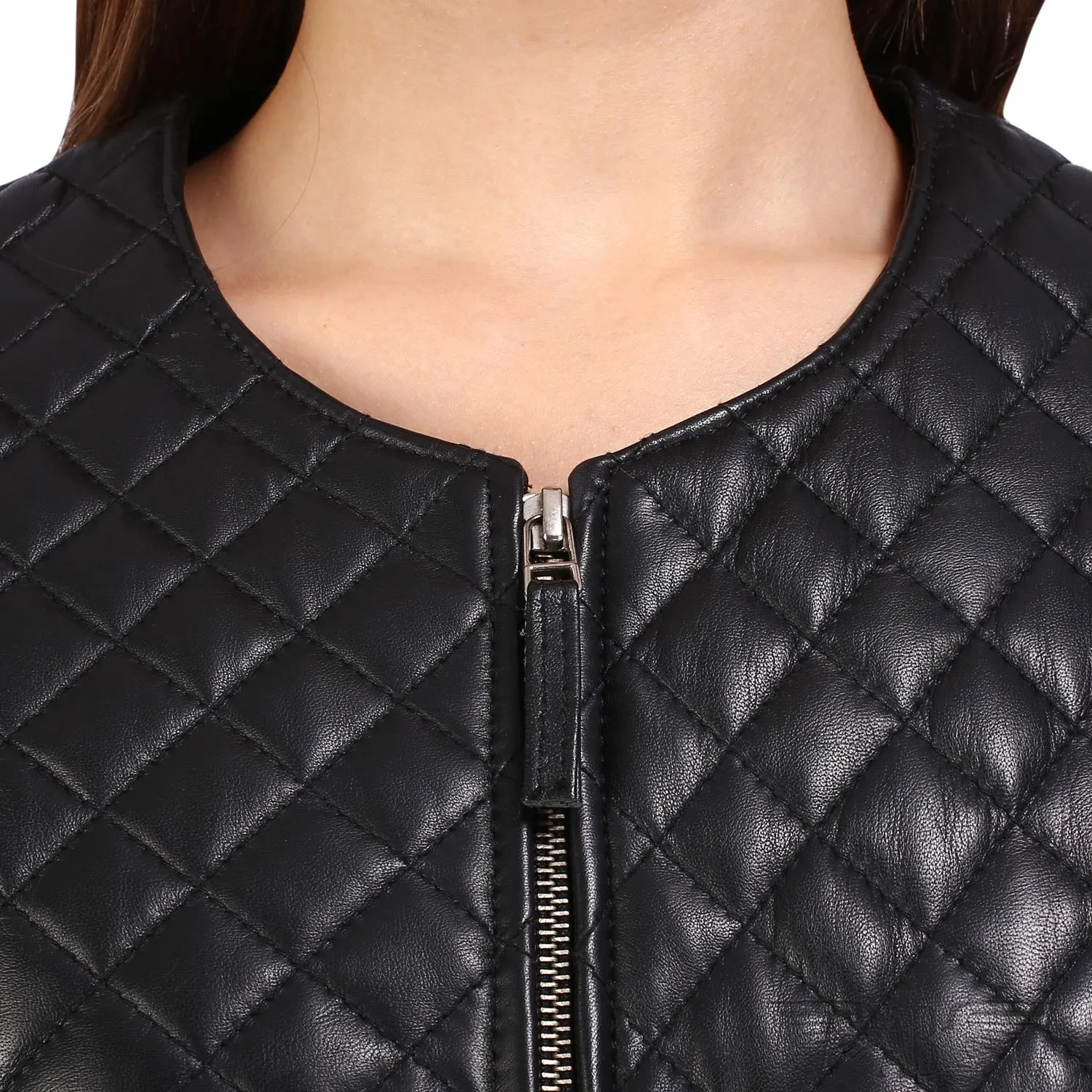 CHANNEL DIAMOND STITCH JACKET IN PREMIUM BLACK SOFT LEATHER