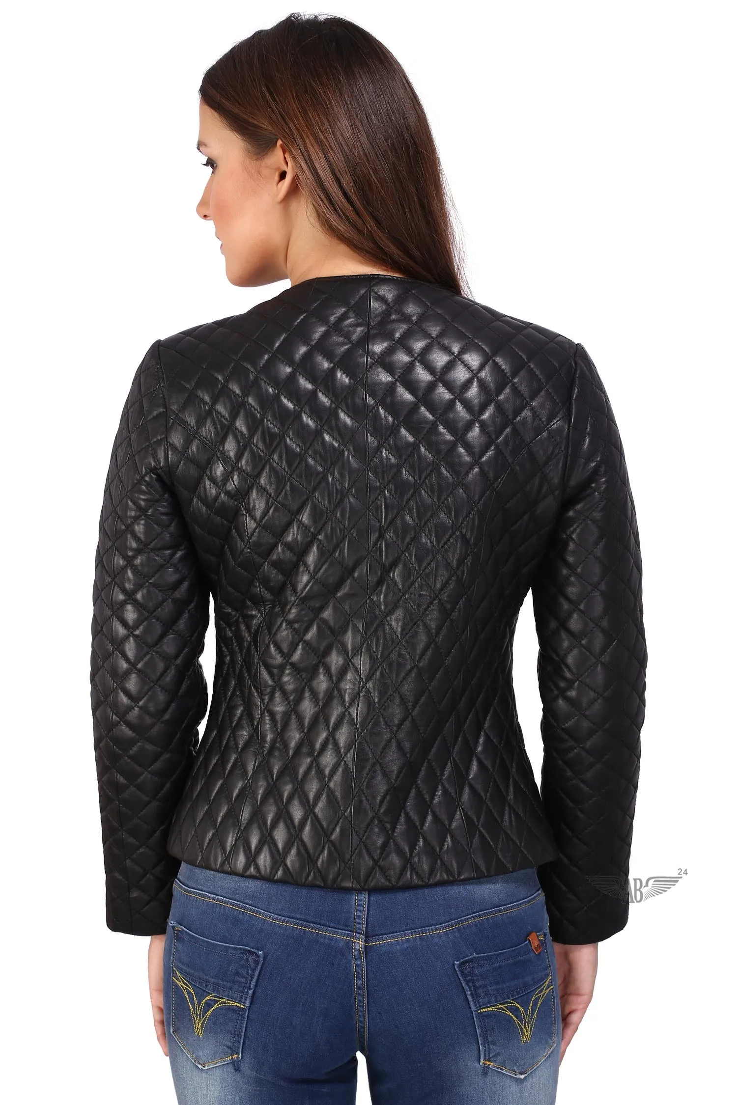 CHANNEL DIAMOND STITCH JACKET IN PREMIUM BLACK SOFT LEATHER