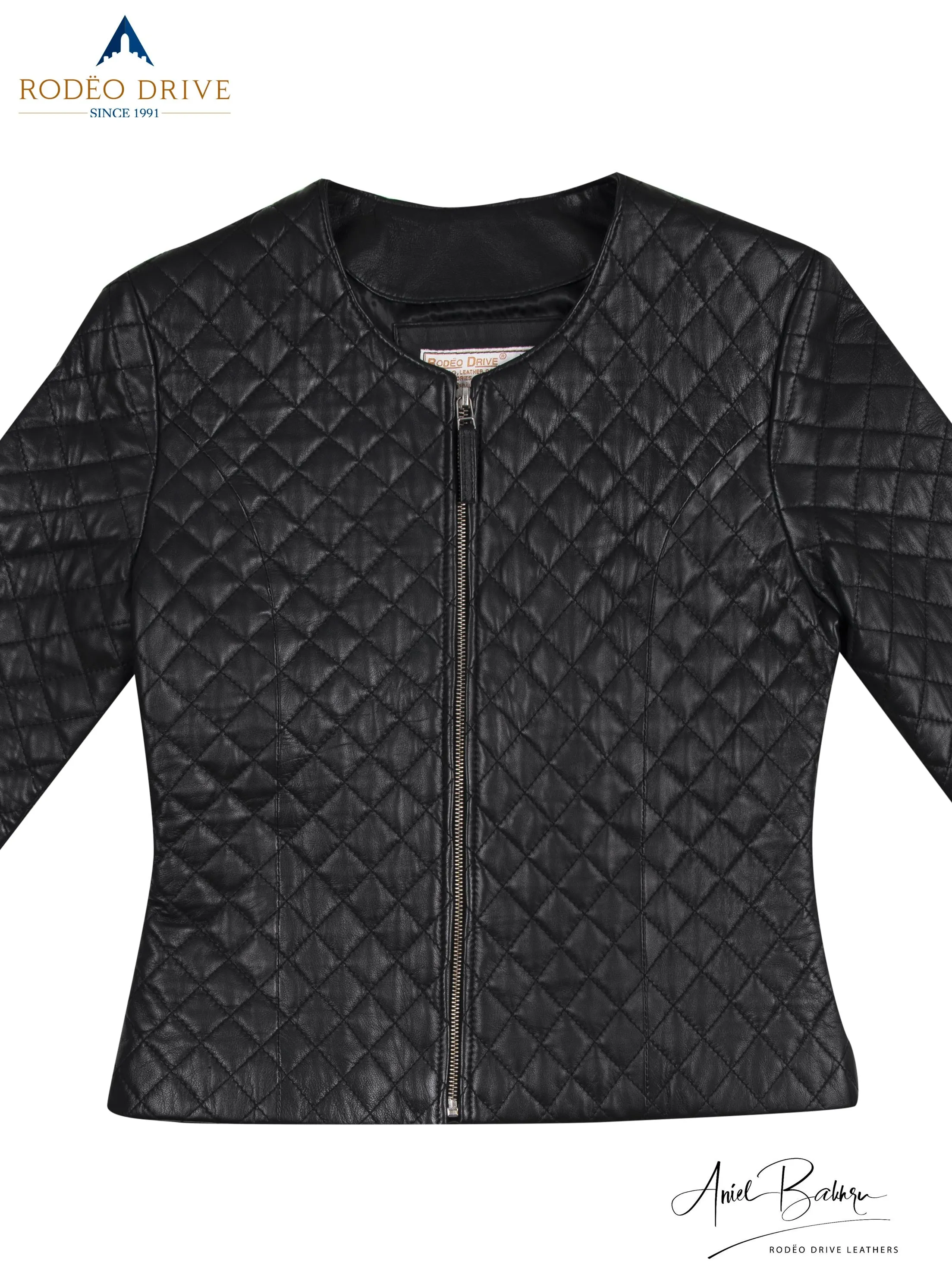 CHANNEL DIAMOND STITCH JACKET IN PREMIUM BLACK SOFT LEATHER