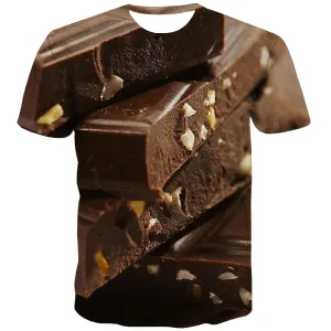 Chocolate T shirts Men Brown Tshirts Novelty Delicious T-shirts Graphic Bitter Tshirt Anime