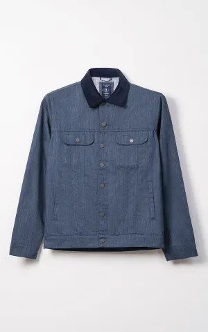 CORDUROY COLLAR FULL SLEEVE JACKET NAVY