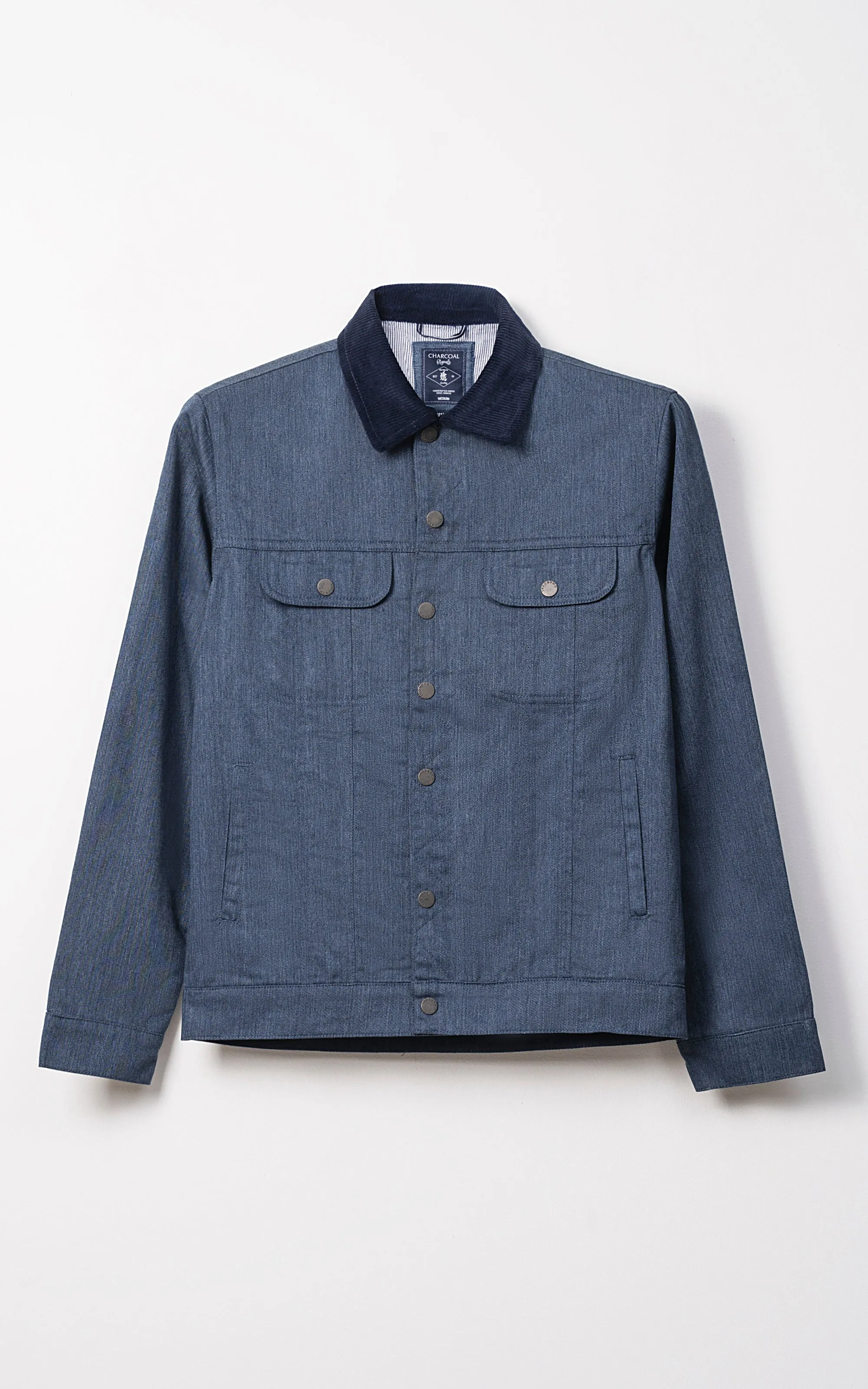 CORDUROY COLLAR FULL SLEEVE JACKET NAVY