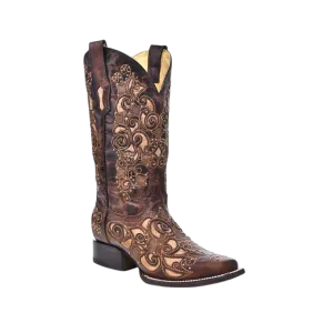 Corral Boots Women's Inlay And Stud Accents Square Toe Boots