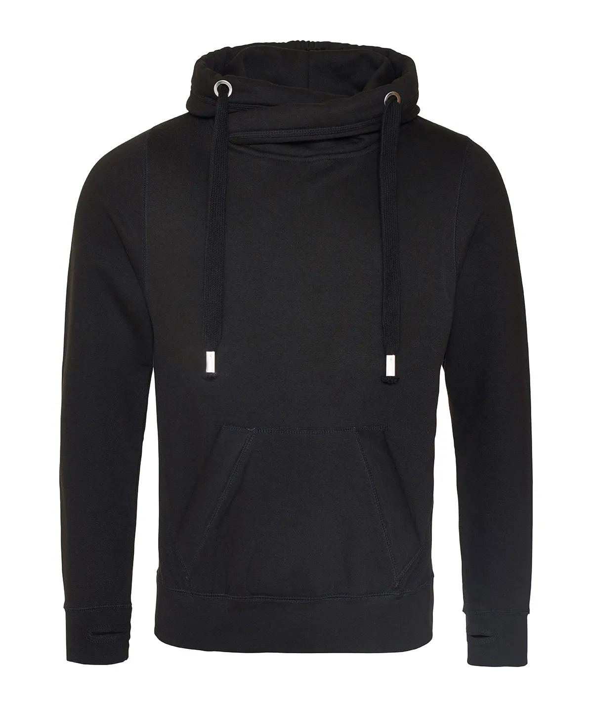 Cross Neck Hoodie Jet Black | AWDis Just Hoods