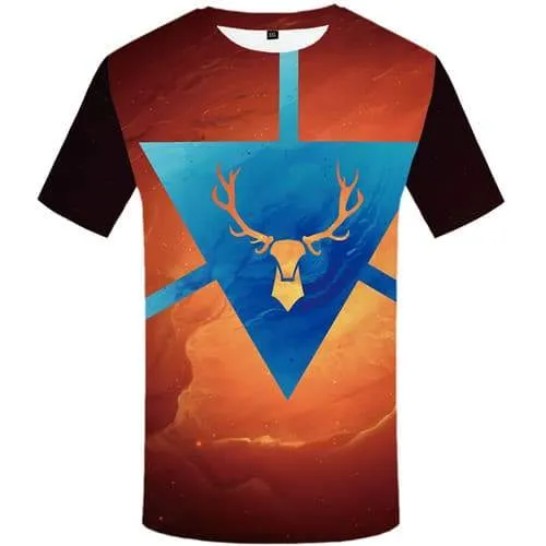 Deer T shirts Men Geometric Flower T shirts Funny Animal Tshirts Novelty Cartoon T-shirts Graphic Space Galaxy Tshirts Cool