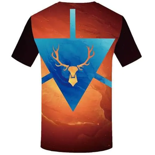 Deer T shirts Men Geometric Flower T shirts Funny Animal Tshirts Novelty Cartoon T-shirts Graphic Space Galaxy Tshirts Cool