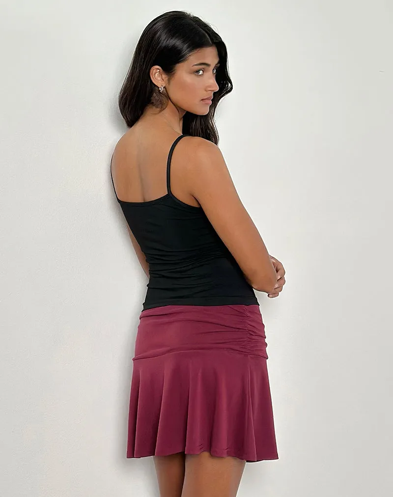 Delita Mini Skirt in Cupro Burgundy