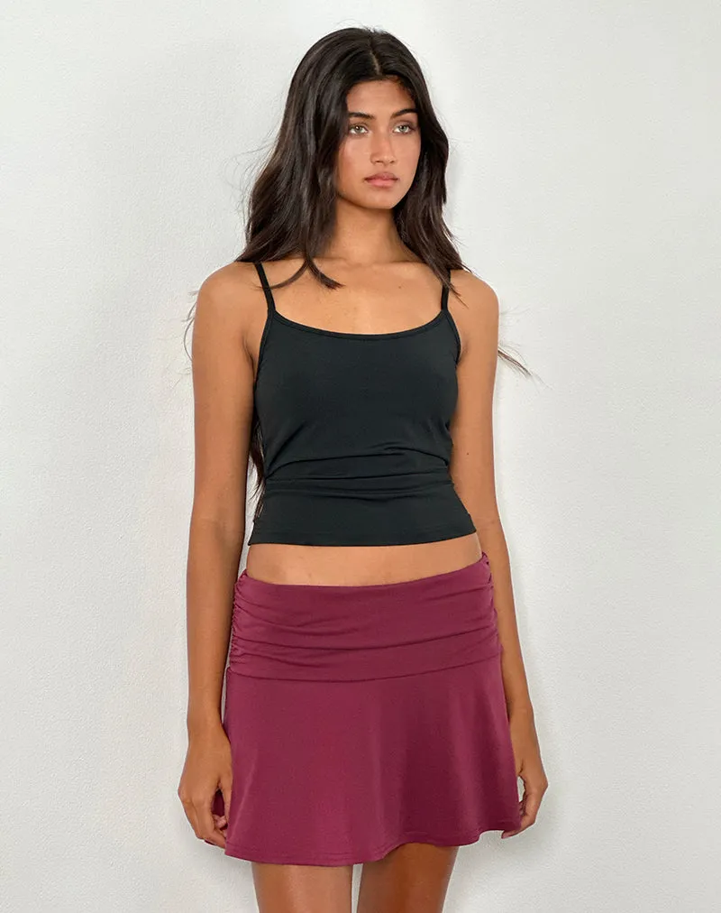 Delita Mini Skirt in Cupro Burgundy