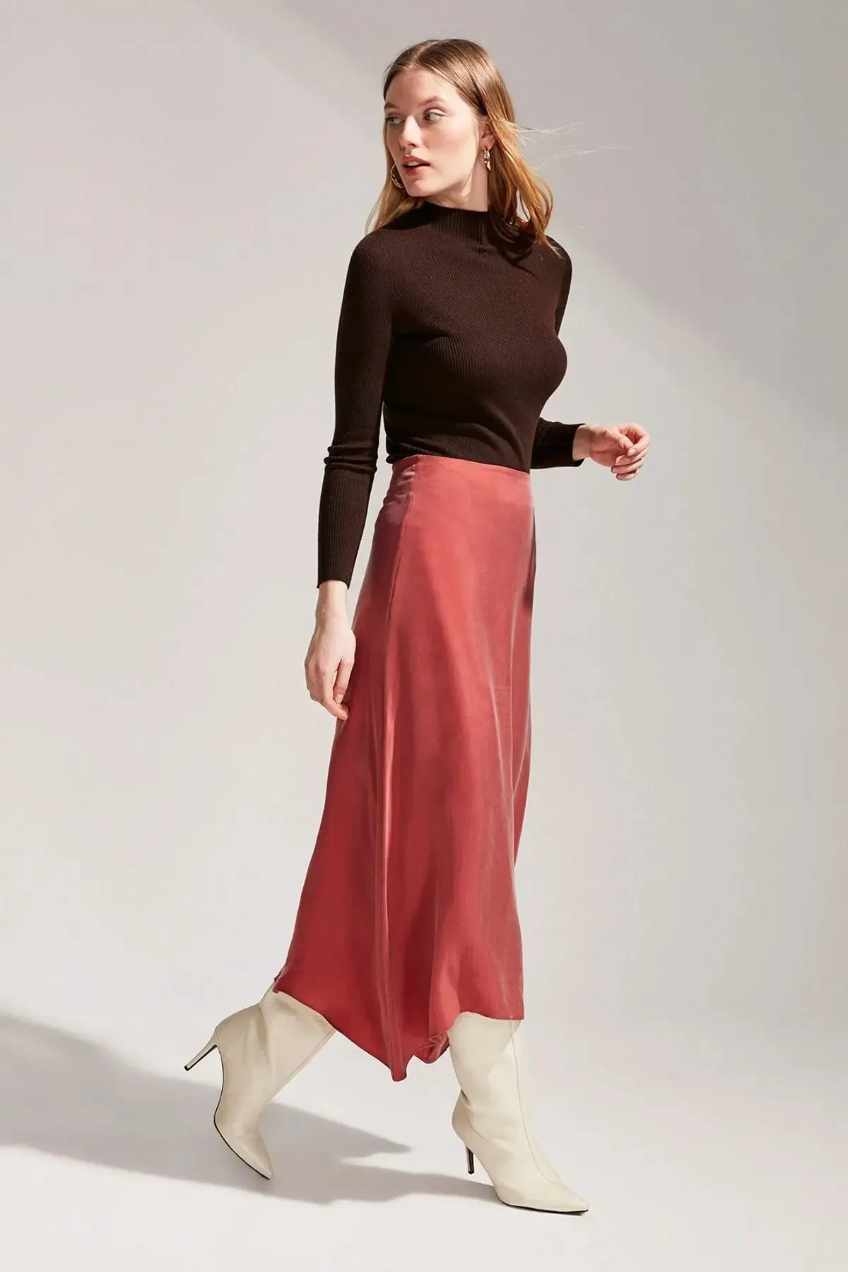 Dusty Rose Cupro Women's Skirt