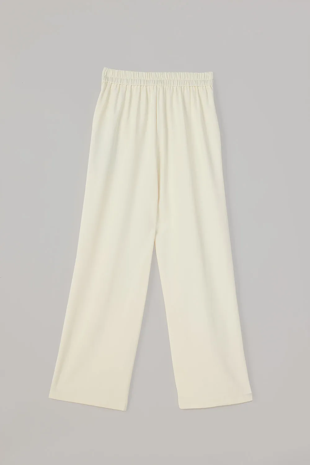 Egret White Knotted Waist Korean Pants