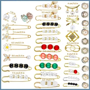 Fancydresswale Women's Anti-Exposure Brooch Buckle Pin Secure & Stylish Closure for Women Shirt Pant Sweater Shawl Hat Clip Pant Waist Tightener Safety Pins 38 Pcs Set