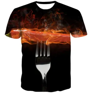 Flame T shirts Men Chili Tshirts Casual Harajuku Tshirt Printed Black T-shirts Graphic