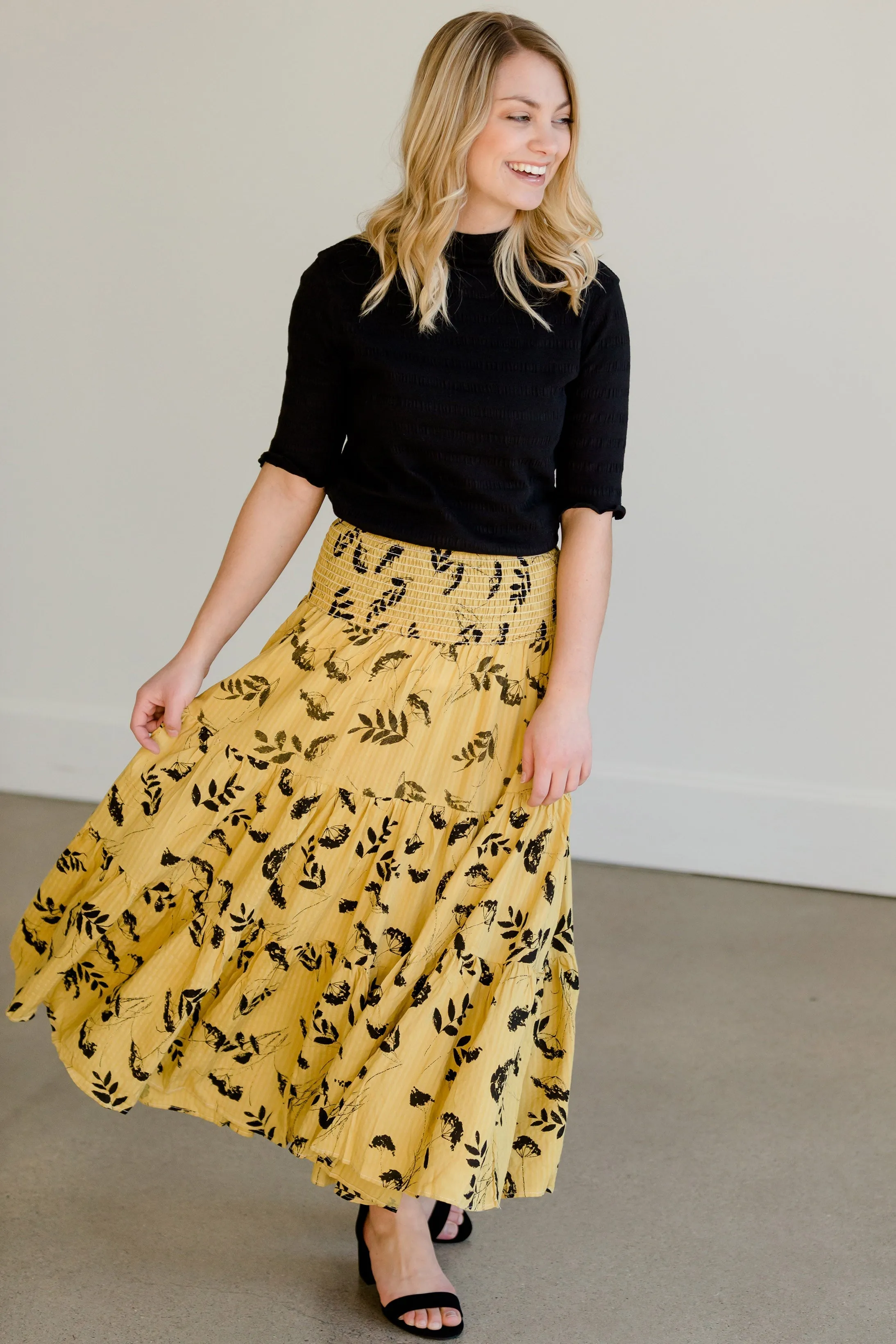 Flowy Stretch Floral Midi Skirt - FINAL SALE