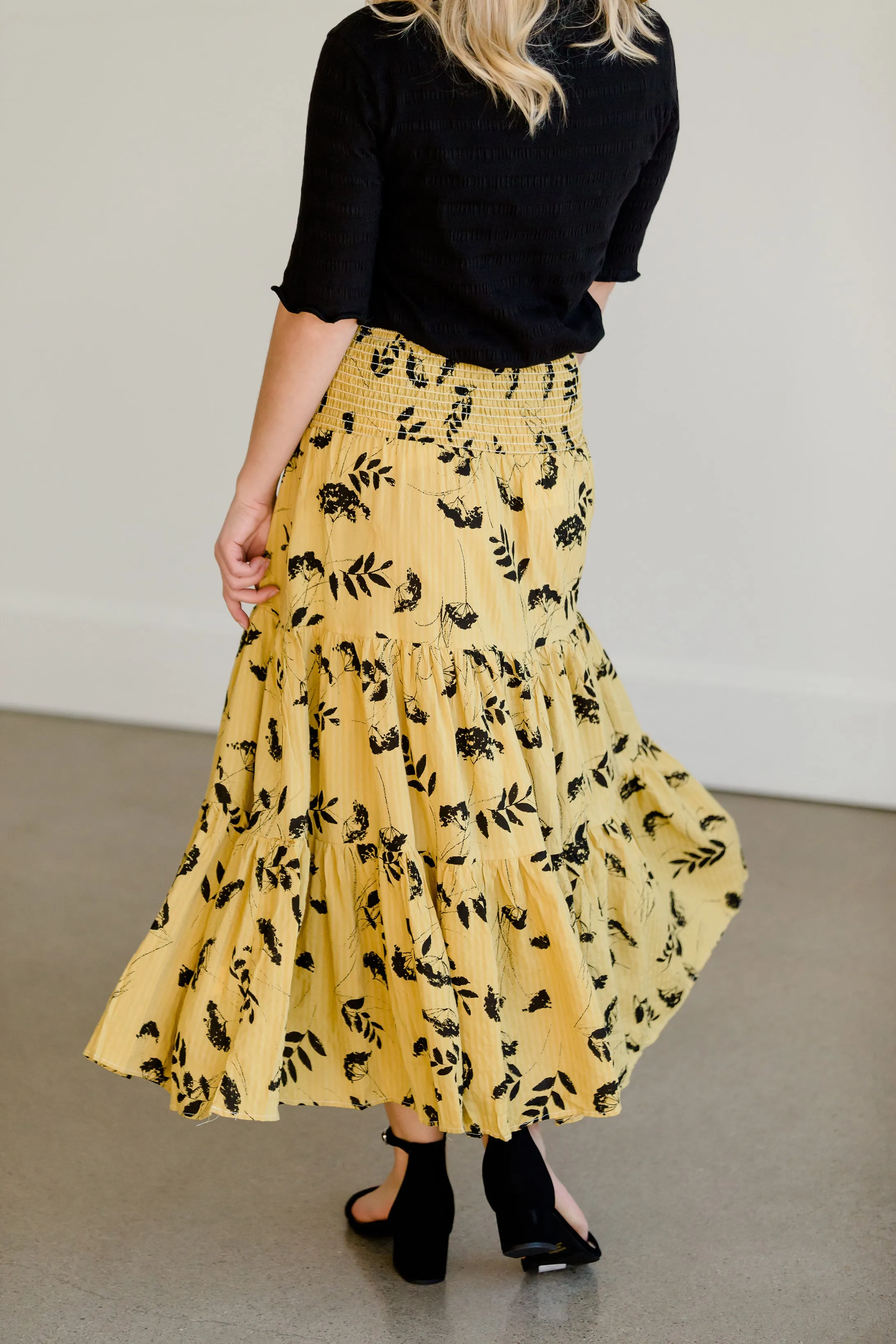 Flowy Stretch Floral Midi Skirt - FINAL SALE