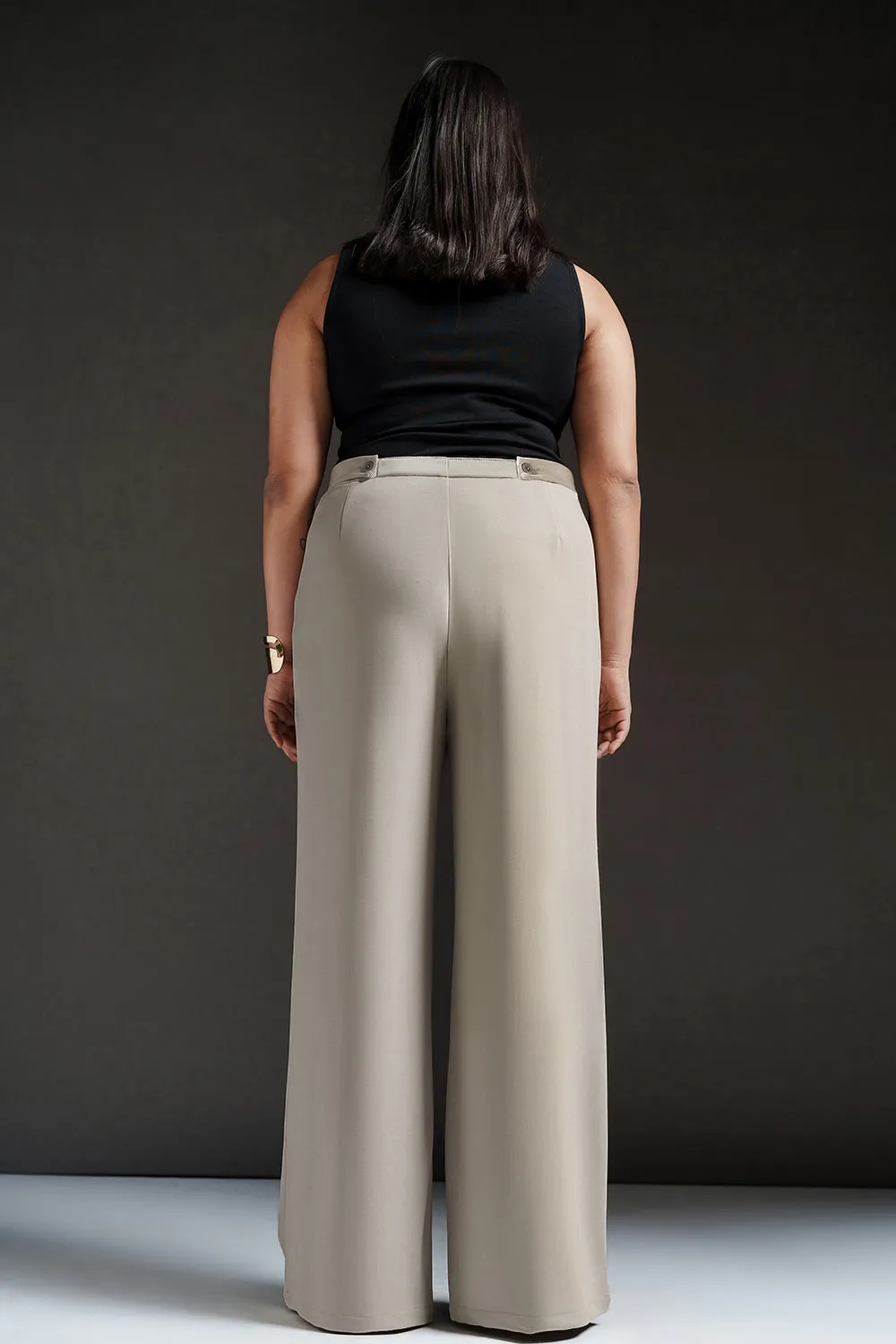 Fog Grey Curve Wide Leg Adjustable Korean Pants