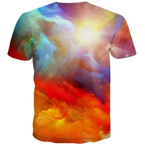 Galaxy T shirts Men Cloud T-shirts Graphic Colorful Tshirts Cool Sunset Shirt Print Sky T shirts Funny Short Sleeve Hip hop