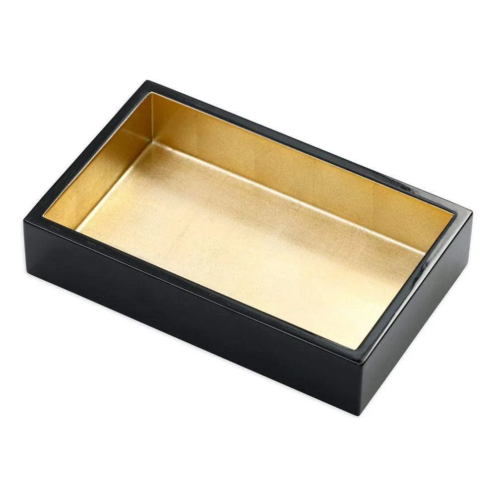 Guest Towels Napkin Holder - Black with Gold Lacquer