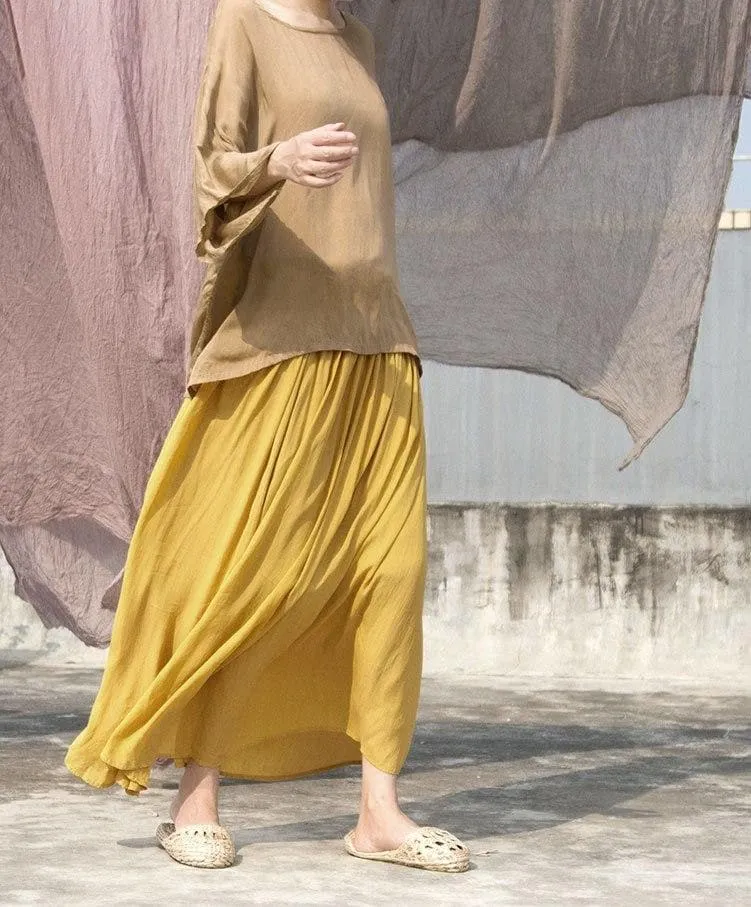 Harmony Pleated Vintage Yellow Skirt | Lotus