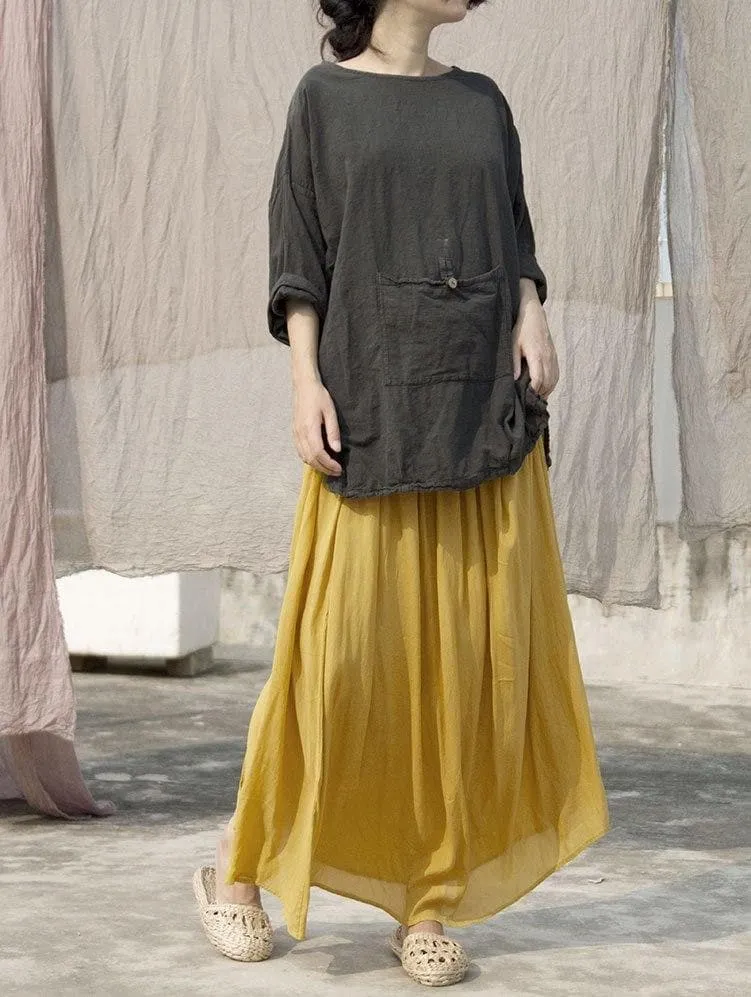 Harmony Pleated Vintage Yellow Skirt | Lotus