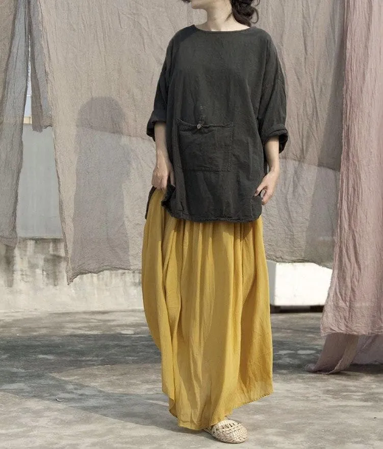 Harmony Pleated Vintage Yellow Skirt | Lotus