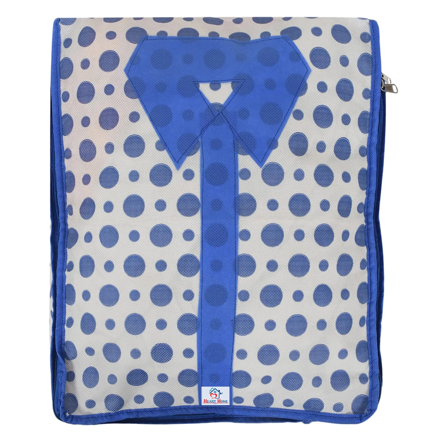 Heart Home Dot Print Non-Woven Shirt Cover/Clothing Organizer/Wardrobe Organizer For Home, Traveling Pack of 3 (Blue) 54HH4179.