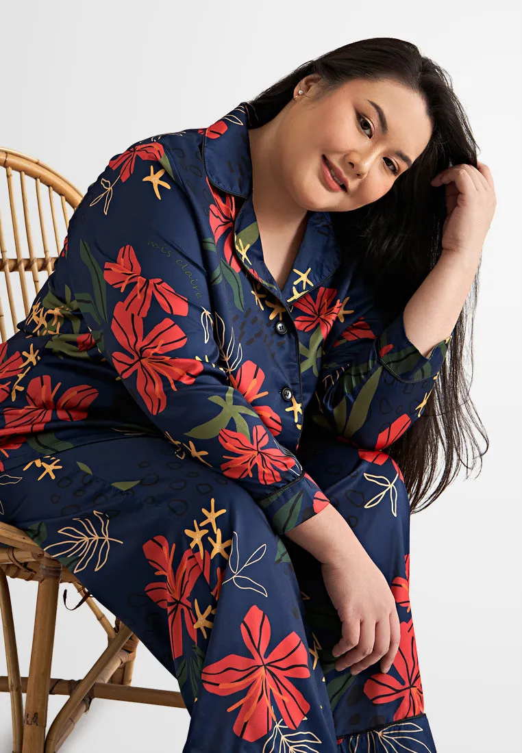 Hillary Holiday Floral Satin Pajama Set