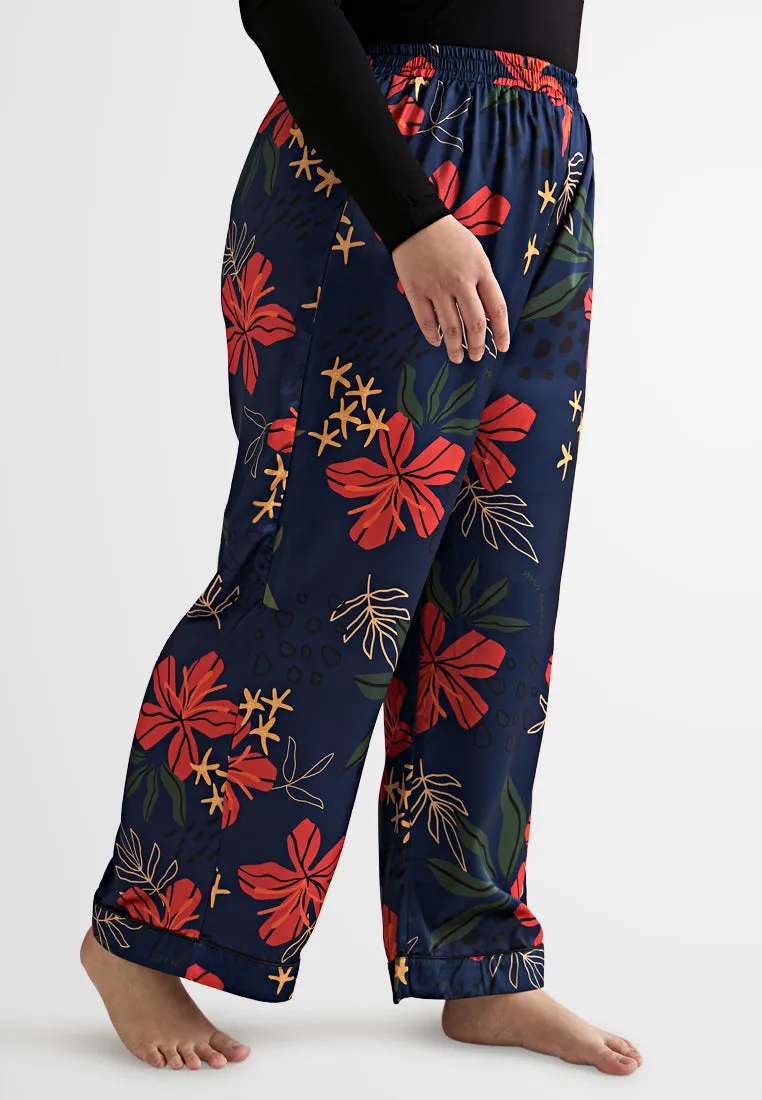 Hillary Holiday Floral Satin Pajama Set