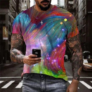 Hippie T-shirt Men Gradient T-shirts 3d Colorful Tshirt Printed Abstract Funny T shirts