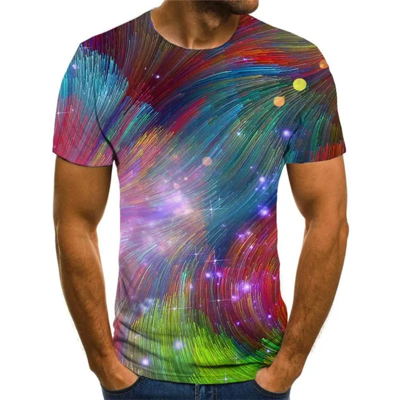 Hippie T-shirt Men Gradient T-shirts 3d Colorful Tshirt Printed Abstract Funny T shirts