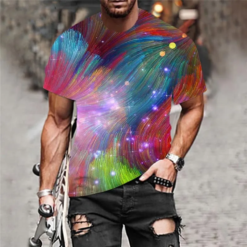 Hippie T-shirt Men Gradient T-shirts 3d Colorful Tshirt Printed Abstract Funny T shirts