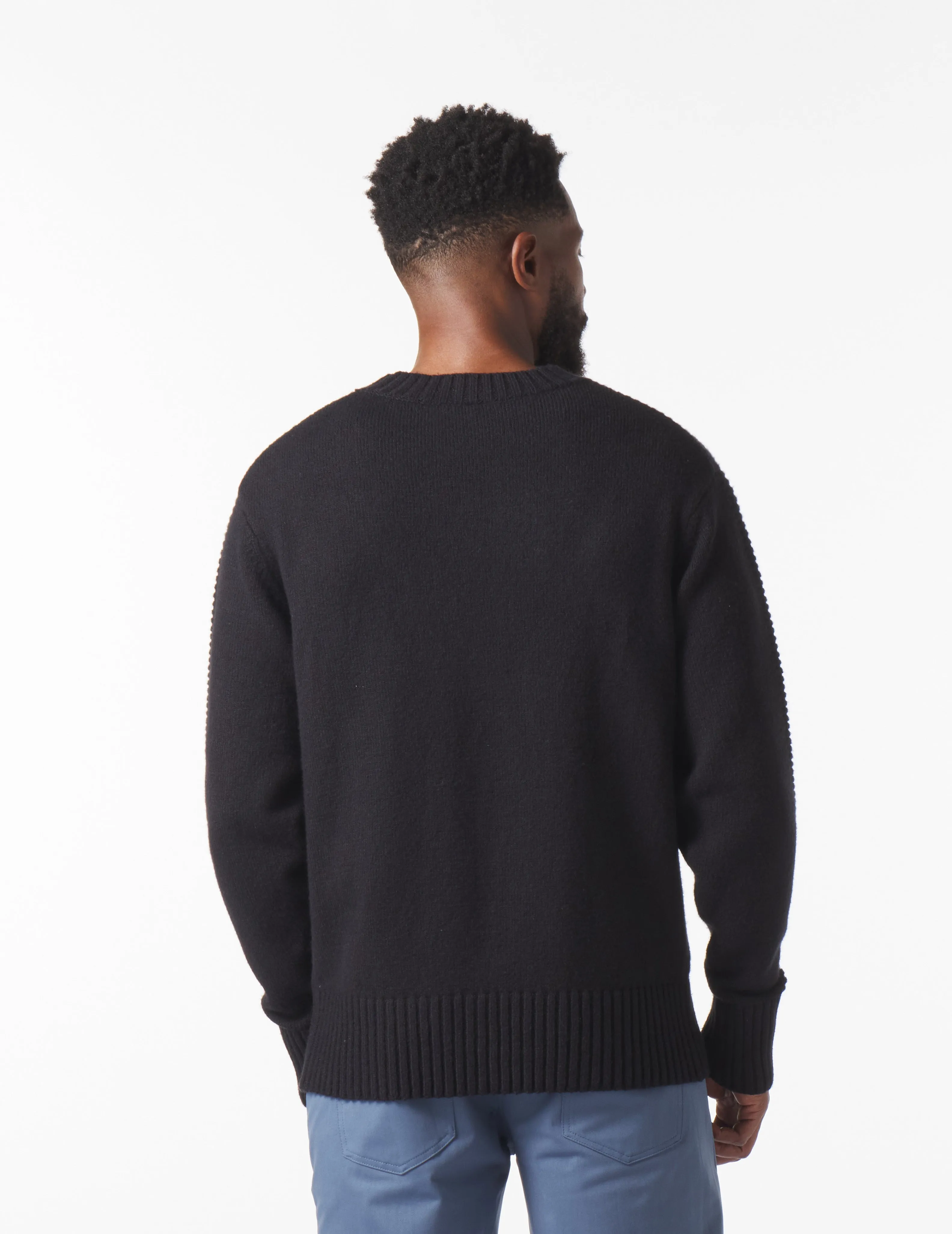 Knit Up Crew Neck Sweater: Black