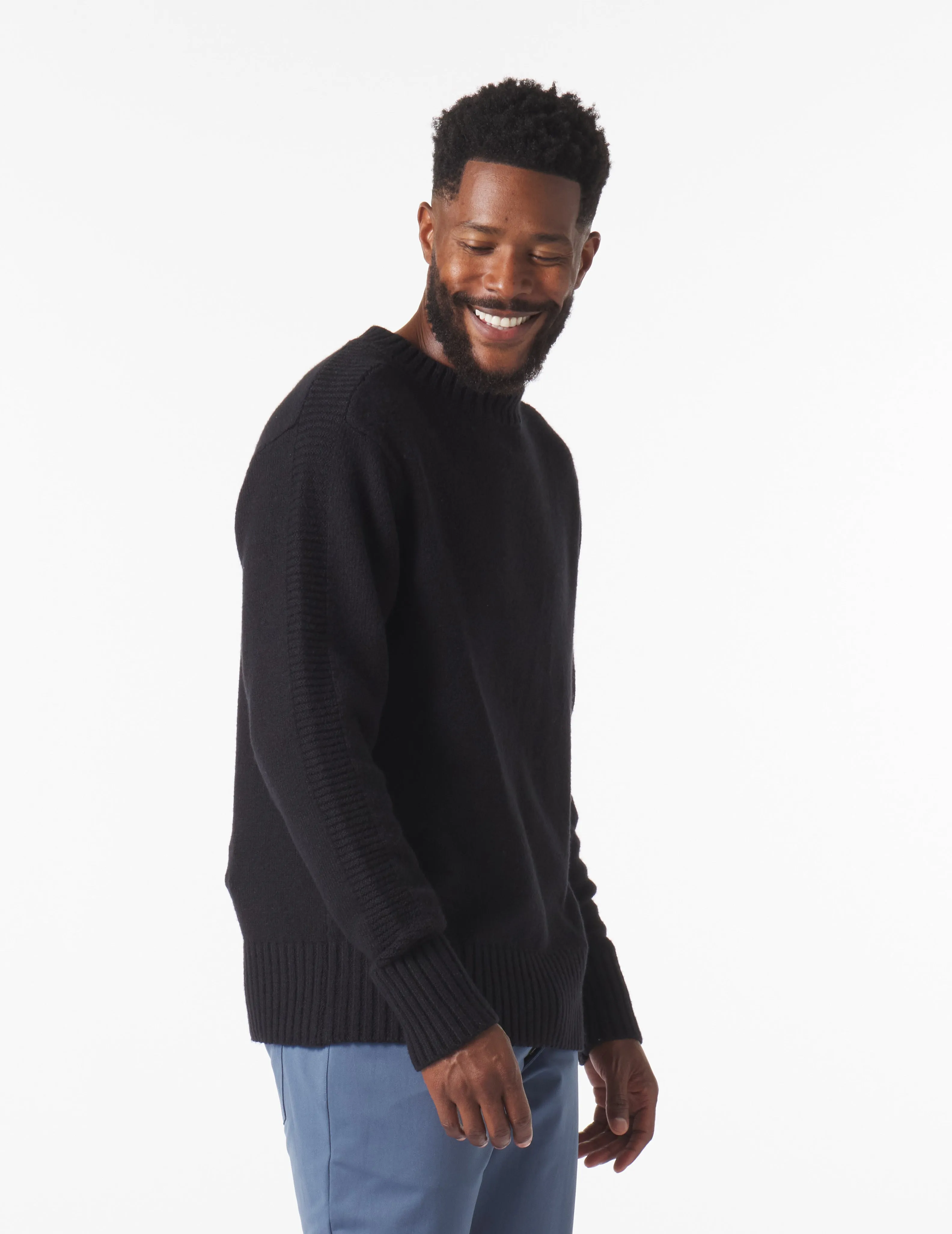 Knit Up Crew Neck Sweater: Black